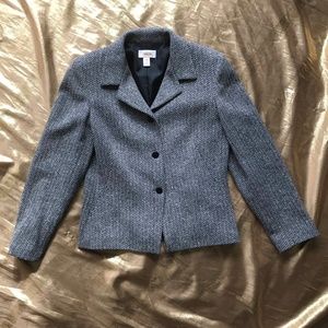 Talbots Black and White Chevron Blazer